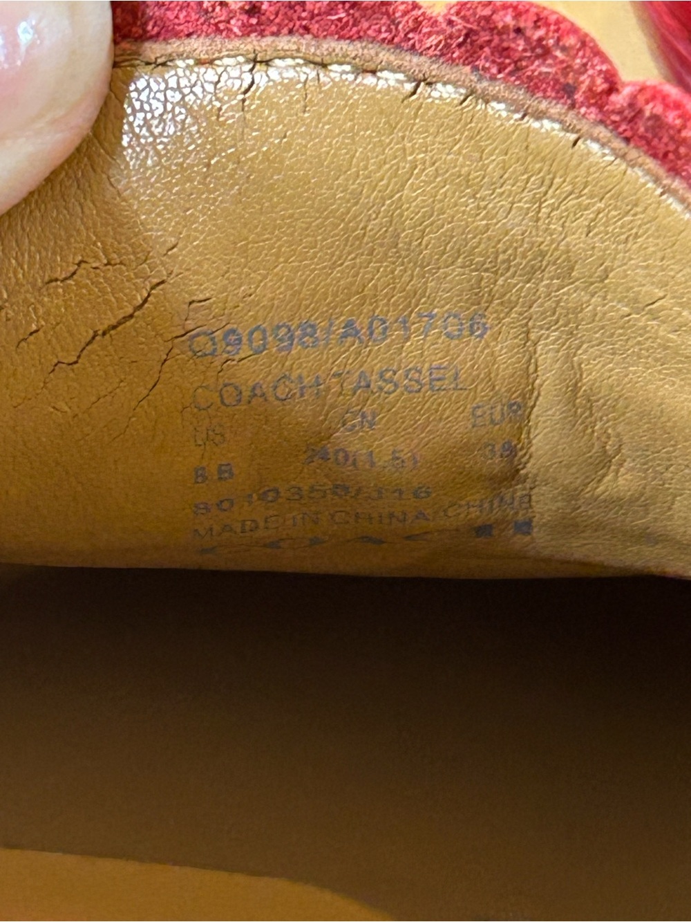 Coach Red Leather Tassel Driving Loafers - Picture 12 of 14